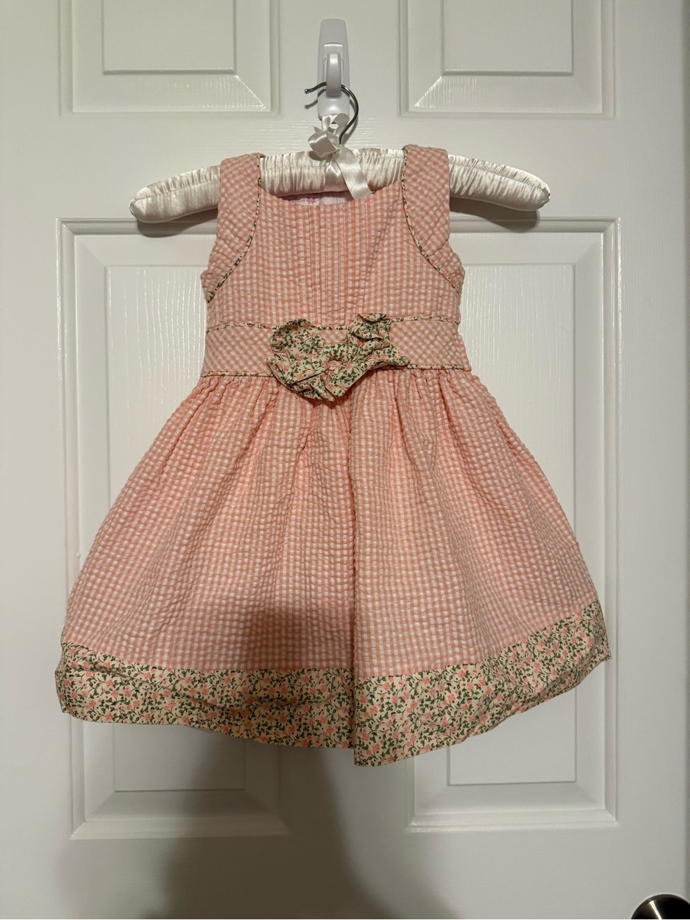 Bonnie Jean Peach Seersucker Dress 3T Easter Sunday Wedding Flower Girl EUC